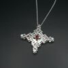 pendentif en argent 925 sertit d'un grenat et des spinelles